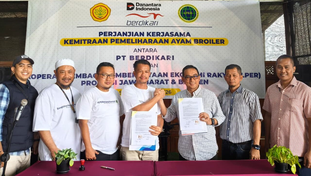 Koperasi LPER Wilayah Provinsi Jawa Barat dan Banten Resmi Tandatangani PKS Kemitraan Ayam Broiler dengan PT Berdikari